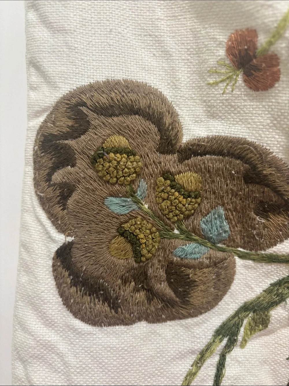 Pottery Barn Floral embroidered pillow cover